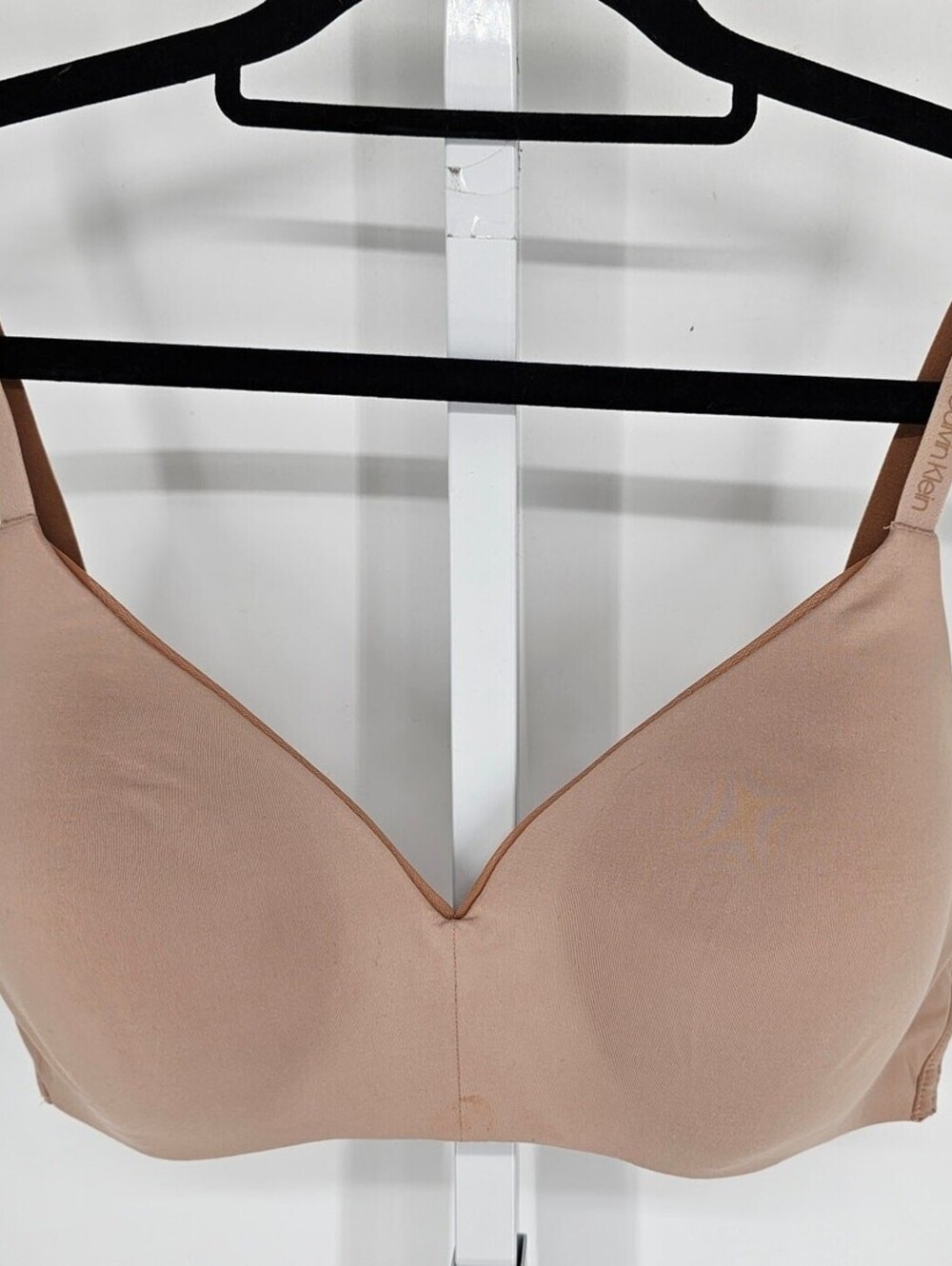 Calvin Klein Womens Sz L Classic Lightly Padded T Shirt Bra Solid Beige